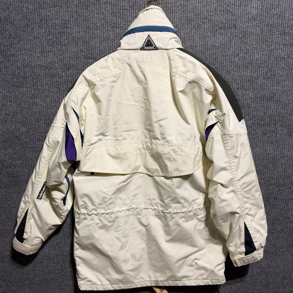 Vintage Helly Hansen Equipe Ski Jacket Mens M Cream 90s Colorblock Insulated - Picture 7 of 12